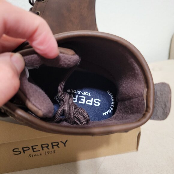 NWT Men Sperry Breakwater Duck Boot Waterproof Short Brown Navy Blue Size 10 - Picture 5 of 8
